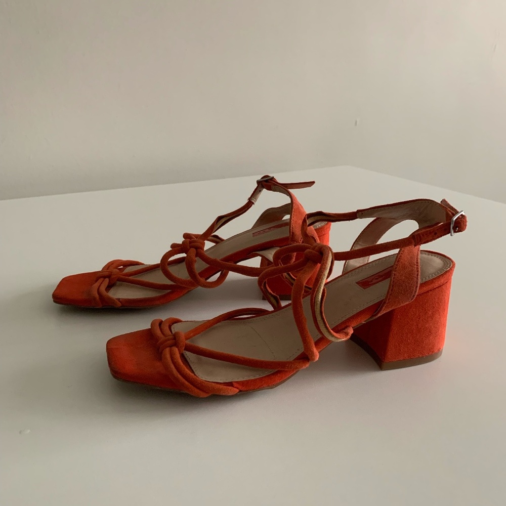 Topshop Orange Block Heel Sandal